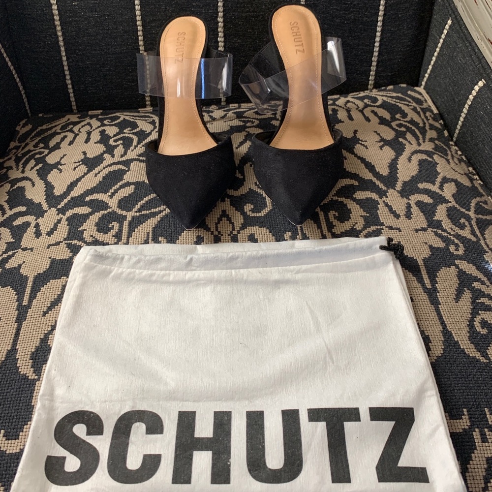 Black suede Schutz Women's Sionne High-Heel Mules